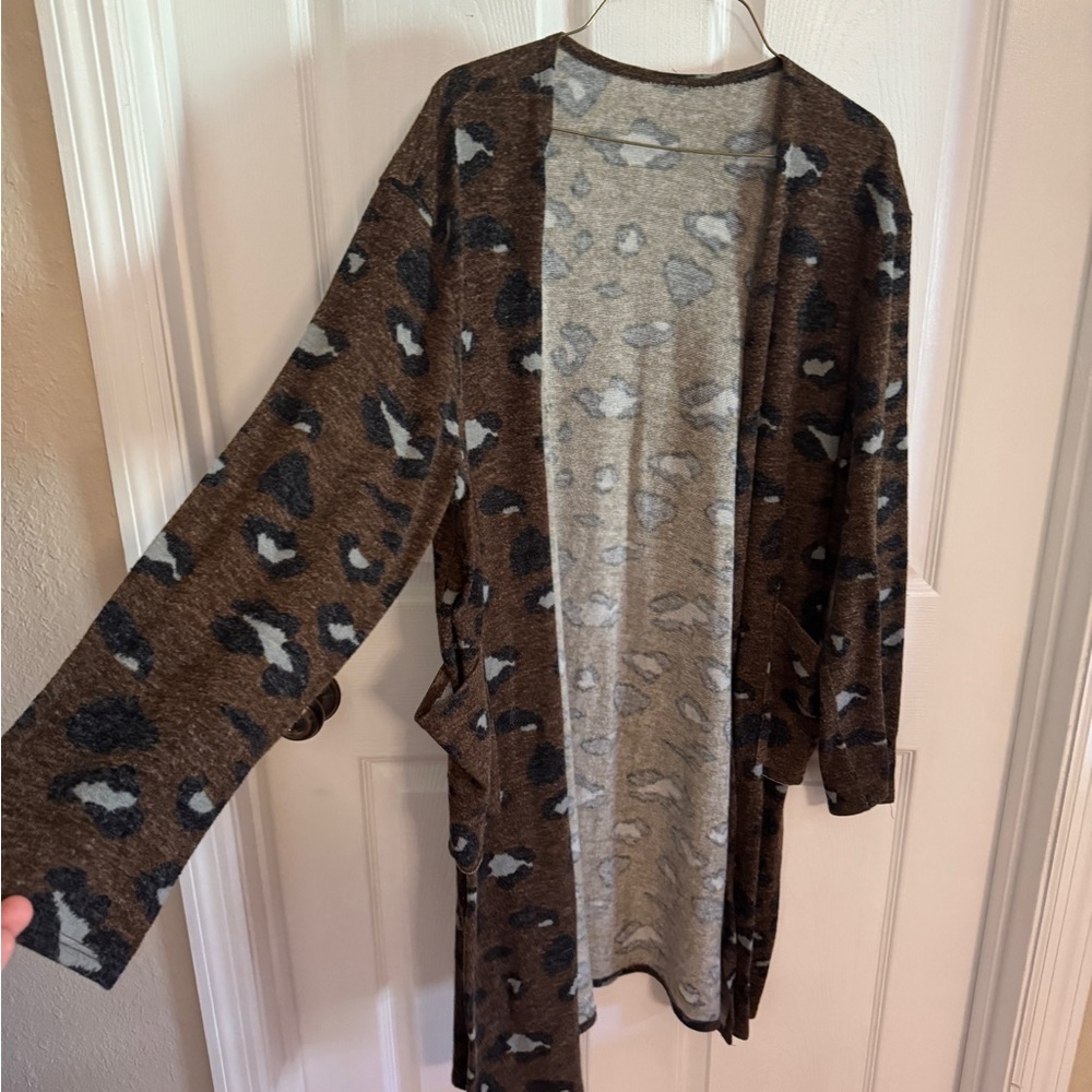 Leopard Print Open Front Cardigan